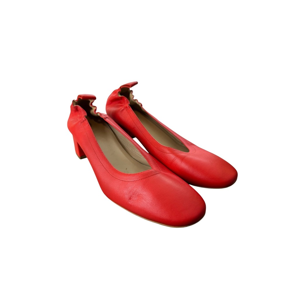 Everlane Day Heel Red Leather Block Heel Pump Made in Italy Size 9